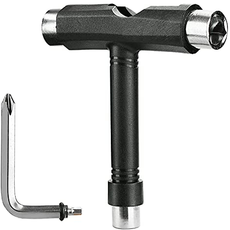 JUHONNZ Skateboard Tool,Skate Tools all in One Attrezzo da Skate Skateboard T Accessorio per Utensili con Cacciavite a Croce di Tipo L per Skateboard