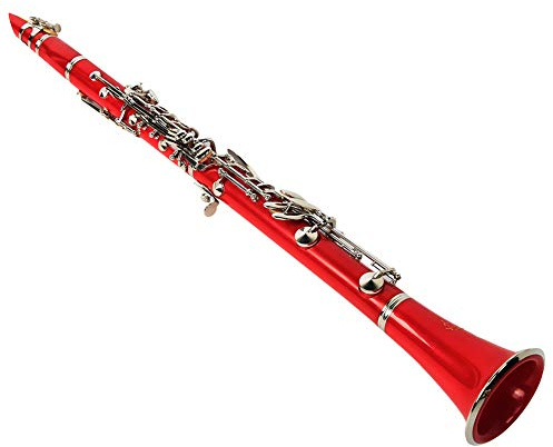 DWMD bB Klarinette, Premium Bakelit Röhre 17 Nickeltasten Anfänger Schülerklarinette mit Etui, Riemen, Einer Schachtel mit Rohrblatt, Stoff, Schraubendreher, Stoffdurchdringungsstreifen.(Rot;#1)