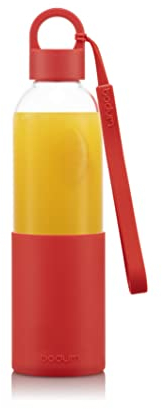 Bodum 12053-04B MELIOR Gourde à emporter en verre, manchon silicone couleur, bouchon à vis, 0.5 l