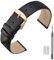ANNEFIT Leder Uhrenarmband, Armband 20mm mit Roségold Schnalle, Kompatibel mit Intelligenten und Traditionellen Uhren (Schwarz)