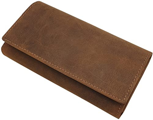 Große Büffel-Vollleder Damen Geldbörse (Ohne Motiv/Cognac) | RFID & NFC Schutz, Geldbeutel, Portemonnaie, Geldtasche