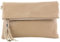 modamoda de T167 Damen Leder Umhängetasche Clutch Small handmade in Italy, Farbe:Graubeige