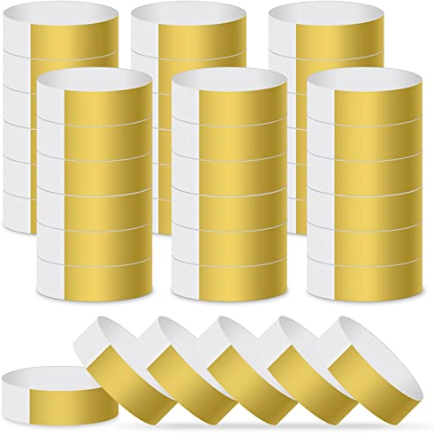 MIAHART Papier-Armbänder für Events 300 Stück Gold-Event-Armbänder Wasserdichte Party-Armbänder Armbänder für Events Leichte Konzert-Armbänder (Gold)