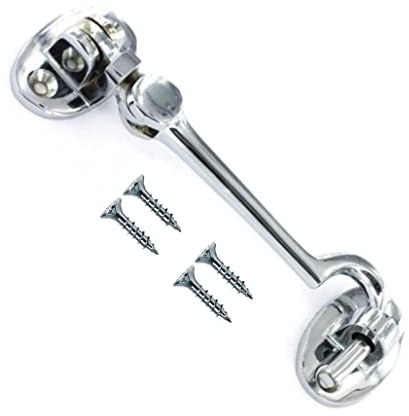TERF® 100mm Heavy Duty Polished Chrome Cabin Door Hook and Eye Lock 100mm (4 inch) Cabinet Latch including Fixing Screw For Door Gate Window Closet Shed Latch - Pack of 1