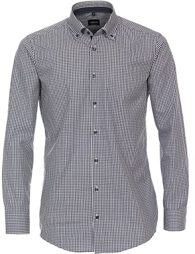 Venti Businesshemd kariert Modern Fit Dunkelblau 45