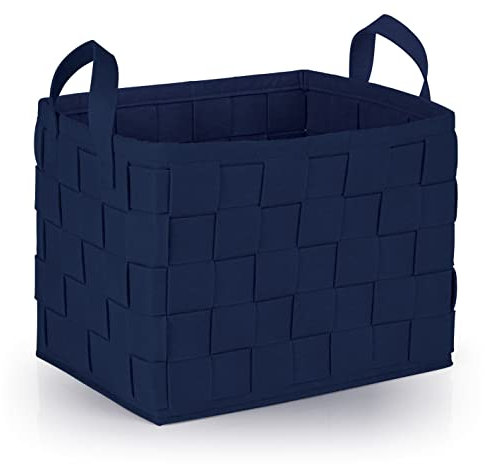 N8WERK Filz-Aufbewahrungskorb mit Griff 40x30x30cm | Ideal zur Aufbewahrung von Kaminholz & Zeitschriften | Strapazierfähig & vielseitig | Faltbarer Aufbewahrungskorb zur Lagerung [Dunkelblau]