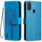 Topme Leder Tasche Hülle für Samsung Galaxy M21 / Galaxy M30s (6.4 Inches), [Katzen- Und Baummuster-Stil Handytasche] - Blau