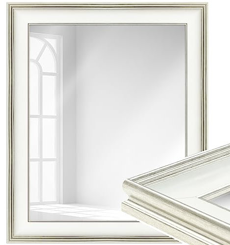 WANDStyle Spiegel 52x70 cm im Barock-Stil aus Kunststoff, großer weißer Wandspiegel, Made in Germany - H235