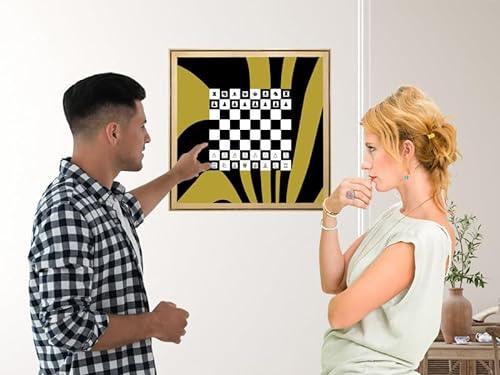 Magnetisches Schach WANDSPIEL Geschenke für Schachspieler WANDSCHACH Schach DEKO - Schachspiel, Schachbrett magnetisch Wand, olivgrün