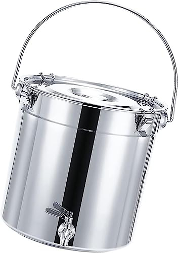 Suppentopf - Suppentopf mit Deckel, Suppentopf mit Wasserhahn, 201 Edelstahl Suppeneimer / versiegelter Eimer / Transporteimer für Wasser/Milchtee/Milchaufbewahrungseimer/Weintank-34L