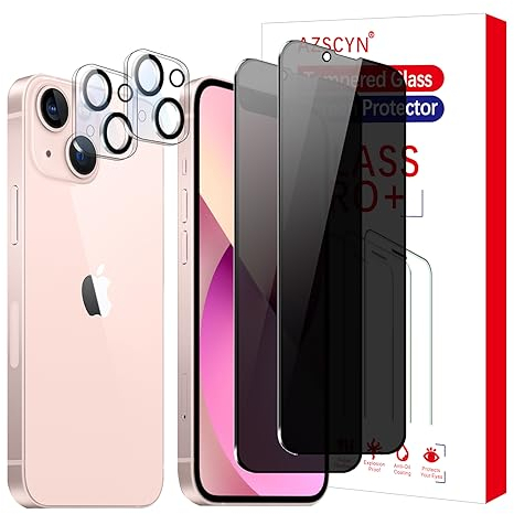AZSCYN [2+2Stück] Sichtschutz Schutzfolie für iPhone 13 Mini Schutz Glas Sichtschutz Privacy Zubehör 2 Stück Kameraschutz 2 Stück,Anti Spy, Kratzfest, Anti-Fingerprint blasenfrei