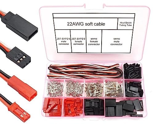 YUNIQUE Green-CLEAN-Power - Set von 40 Universellen Servo-Anschlüssen | Kompatibel mit JST, SYP, Futaba | RC-Kabelkit | Beinhaltet Männlich/Weiblich, Pin-Crimping, Rot, Kunststoff