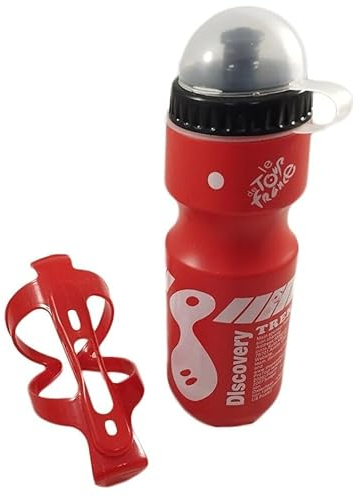 Porte Bidon de Vélo avec Gourde Velo 750ML Bouteille de Sport de Haute Qualité Inodore et Etanche Rouge pour VTT BMX Montagne Descente Pliable Urbain