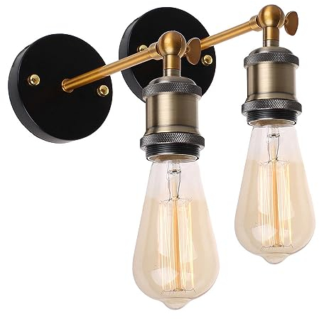 Grapelet 2 x industrielle Wandleuchte Licperron Retro Antik Wandlampe Wandleuchte Fassungen mit E27 Lichthalter für Küche, Wohnzimmer, Schlafzimmer, Hotel Dekoration (Hinweis: keine Glühbirnen)