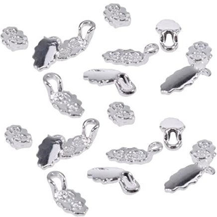 VILLCASE 30pcs Silver Plated Small Pendant Bail, Oval Spoon Glue-on Small Pendant Bail, Oak-Leaf Pattern, Ideal for Earring Necklace Making