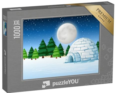 Puzzle 1000 Teile XXL „Iglu bei Nacht“ – aus der Puzzle-Kollektion Jahreszeiten, Himmel & Jahreszeiten