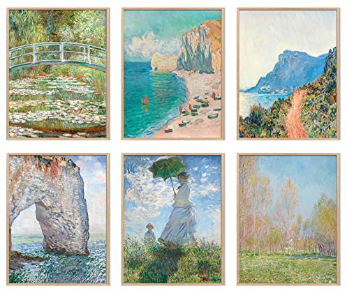 Claude Monet Wandkunstdrucke, Motiv: Seerosen, Claude Monet, feine Kunstwerke, Gemälde, Vintage-Kunstposter, ästhetische Poster für Raumdekoration, Retro-Leinwand, Claude Monet Drucke, Bilder für