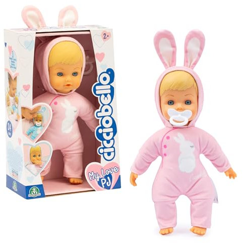 Cicciobello My Love, Puppe mit blauem Pyjama in Hasenform, weicher Körper von 24 cm, Spiele für Kinder 2 Jahre, inklusive Zubehör, wertvolle Spiele