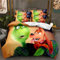 Molinter Bettwäsche Set Weihnachten Grinch Bettbezug mit Reißverschluss 2 Kissenbezüge Cartoon Mikrofaser Bettwäscheset (D, 135 x 200 cm+2 Kissenbezüge 50 x 75 cm)