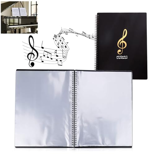 Porte-notes A4 120 pages : HOMURY Musique Sheet Chorale A4 Classeur à partitions Étanche Plastique 60 compartiments/120 pages Classeur de présentation pour partitions de musique Piano Guitare Violon