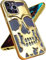 Phonebliss for iPhone 14 Pro Max Phone Case for Men, Skull Skeleton Women Cool Gothic Cases for Boy Girls, Goth Hollowed Designer Plated Cover for iPhone 14 Promax Gold