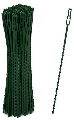 Relaxdays Set da 400 Fascette da Giardinaggio, Lunghe 23 cm, in Plastica, per Pomodori e Piante Rampicanti, Multiuso, Verde