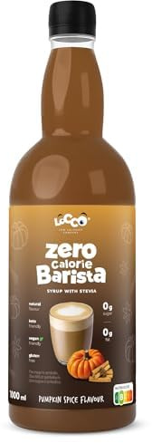 Locco Kalorienfreier Barista-Sirup mit Stevia – Vegan, Keto, Glutenfrei, Zuckerfrei, Null-Kalorien, Pumpkin Spice, 1L