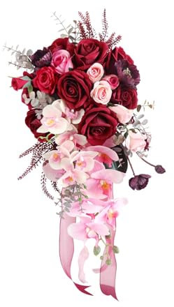 Harilla Hochzeitssträuße für die Braut, Brautstrauß, Seidenblumen-Handsträuße, Brautjungfernsträuße, künstliche Blumen für die Geschenkzeremonie