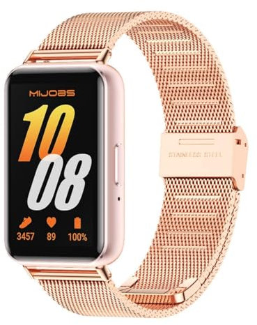 GIOPUEY Bracelet Compatible avec Samsung Galaxy Fit 3, Bracelet en Acier Inoxydable tressé [Résistant à l'usure] Montre Bracelet - Rose Gold