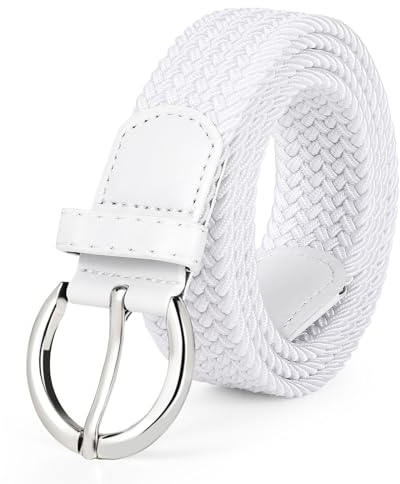 WERFORU Ceinture tissée en paille pour femme, D-blanc, Länge 120cm