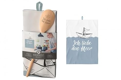 Rungassi Geschirrtuch mit Kochlöffel Geschenk Set Meer (Ich Liebe das Meer - 3068131)