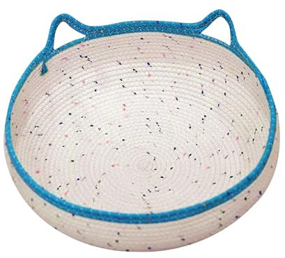 Pzuryhg Rundes Katzenbett | Katzenschlafkorb | Baumwollseilbett, rundes Schlafnest, niedliches Bett mit Kratzkissen, rundes kühlendes Haustiernest mit Baumwollseil-Design für Katzen, Haustiere