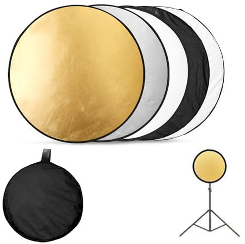 Riflettori pieghevoli 5 in 1 per fotografia, Pannello Rotondo, Riflettore Fotografico, Riflettore di luce, Multi Disc Luce Riflettore, per Photo Studio Ritratti Selfie Video Fotografia, 30cm
