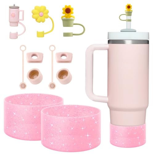 TheJuns 11Pcs Cup Accessories Set for Stanley Includs 6 Pcs Silicone Spill Proof Stopper, 3Pcs Straw Cover Caps, 2 Pcs Silicone Boot for Stanley Cup 40oz/30oz