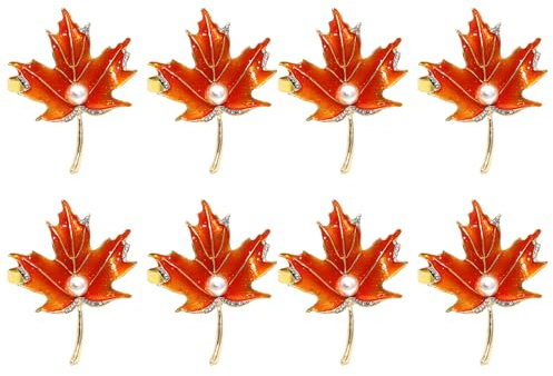 8 Stück Serviettenringe mit Ahornblättern, Herbstblatt-Serviettenringe, Herbst-Thanksgiving-Serviettenringe, Herbst-Serviettenringe für Abendessen, Hochzeit, Urlaub, Weihnachten,