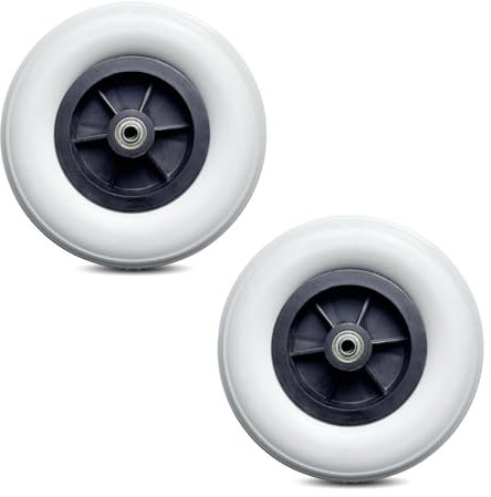 1 Paar 8-Zoll-Vollgummi-Räder als Ersatz für Rollstühle, Rollatoren, Anti-Rutsch-Polyurethan-Reifen, ABS-Kunststoff-Radnabe
