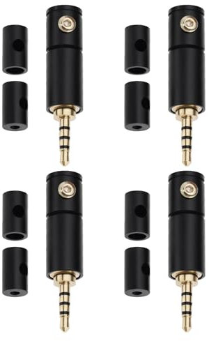 eMagTech 4Pcs 2.5mm Stereo Male Jack Plug Replacement Part 4 Pole Audio Plug Connector Repair Solder Adapter for Headphone DIY Audio Cable Connector