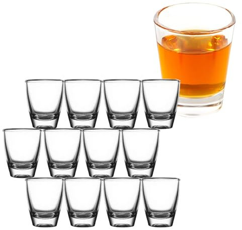 12 PCS Verre à Shot Réutilisable en Verre, 35ml/3cl Verres shooter, Petits Verres à Liqueur, Gina Shot, Gobelets, pour Vodka, Whisky, Tequila, Expresso, Liqueur