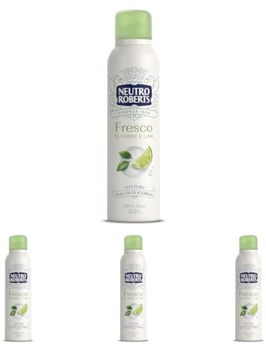 Neutro Roberts Deodorante Spray Fresco Verde, Té Verde e Lime, 150ml (Confezione da 4)