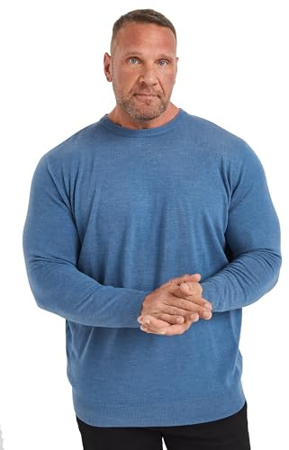 BadRhino Big & Tall Blue Crew Neck Jumper - Men's - Plus Size Curve