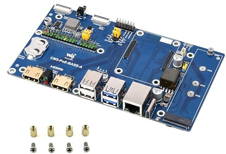Compute Module 5 PoE Base Board, CM5 IO Board with PoE Feature, Support POE and Type C Power Supply/M.2 NVMe Solid State Drive 2280 2260 2242 2230, Onboard MIPI/M.2/HDMI/USB/ETH/TF Card Slot