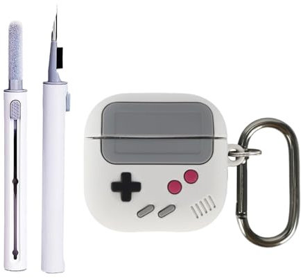 GOZINA Apple AirPods 4 Hülle und Reiniger Kit,Retro Handheld Game Console Design für AirPods 4 Case,Silikon Hülle Airpods 4 für Airpod 4.Generation 2024 (Grey)