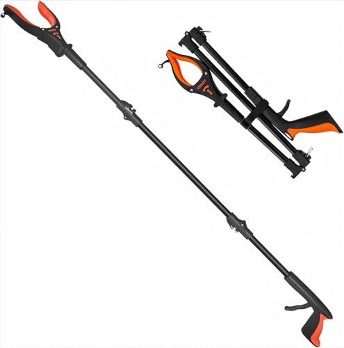 Kekoy Pince de préhension de 112 cm avec lumière, extra longue pour adultes, pour personnes âgées, aide à la main pour personnes handicapées - Ramassage des déchets (orange de 1 pièce)