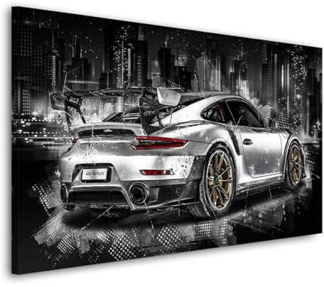 Kunstgestalten24 Leinwandbild Porsche GT2 RS Abstrakt City Style Wandbild Kunstdruck Bild Büro Dekoration Wanddeko Leinwand Kunstdruck Wohnzimmerbilder Modern