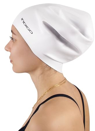 DRUNA Gorro de Natación Silicona | para Cabellos Largos | Extra Grande y Cómodo | Impermeable y Duradero | Ideal para Pelo Voluminoso | Colores Brillantes | para Mar y Piscina