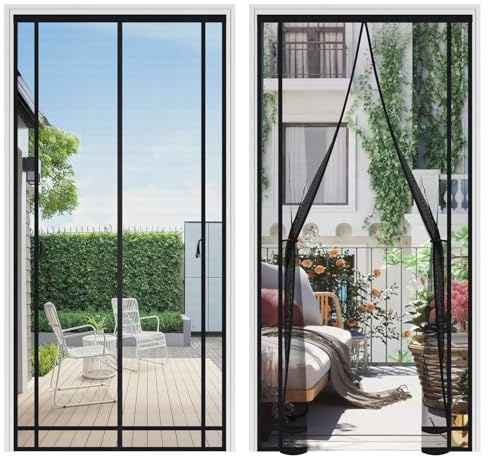 Sekey Moustiquaire Porte Fenêtre Magnétique Découpable - Bandes à Clip Cousues Double Côté| Sans Perforation| 4cm Scratch Haut, Insecte Protection pour Balcon/Terrasse/Chambre, 160x230cm, Noir
