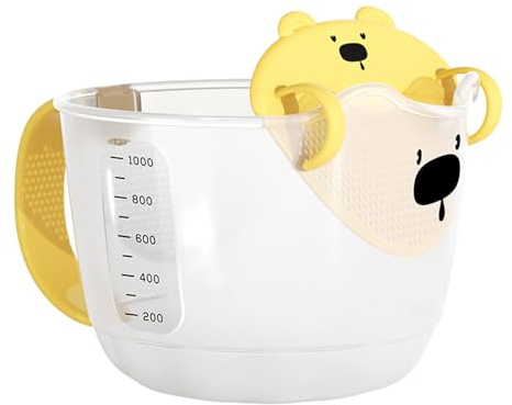 Messbecher mit Filter, Eiersieb-Schüssel, großes Fassungsvermögen von 1 l, multifunktionales Küchenhelfer, transparentes Design, für Mehl, Wasser, Öl, Teigmischung, PP-Material, 19,5 x 14,5 cm