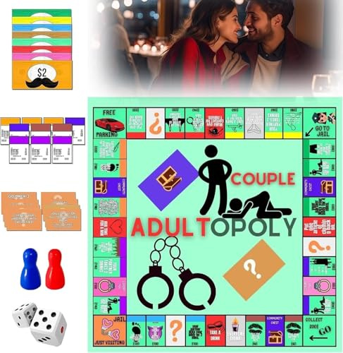 Adultopoly Board Games,Couple Adult Opoly Paar Spiele Für Paare Kartenspiel Paare, Partner Spiele Erwachsene,Lustige Requisiten zum Aufheizen der Gefühle