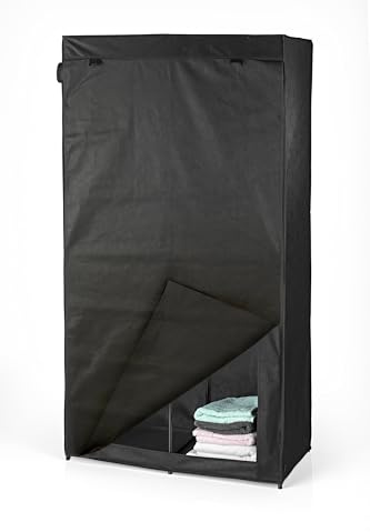 EASYmaxx Kleiderschrank | Faltbarer Stoffschrank mit Klettverschluss & Kleiderstange | Stoffkleiderschrank – ideal als Campingschrank oder mobiler Kleiderschrank zu Hause | Kleiderständer modular