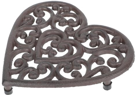 Hemobllo Sottopentola in Ghisa Forma di Cuore con Design Intagliato Isolante Termico Anti-scottatura Tappetino Decorativo Antiscivolo per Cucina e Sala da Pranzo
